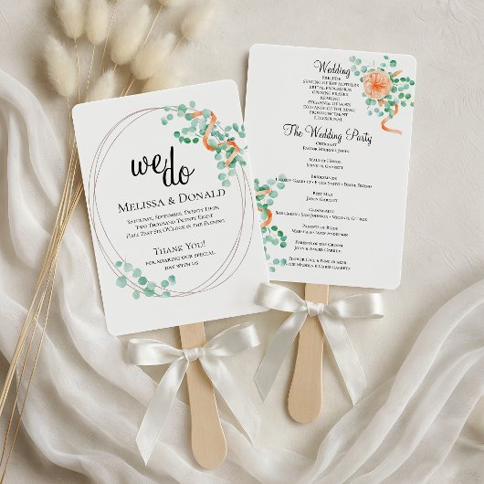 Éventail Élégant Eucalyptus Peach Programme Floral