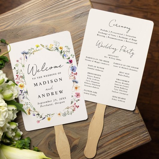 Éventail Élégant Fleur sauvage Meadow Cream Wedding Program