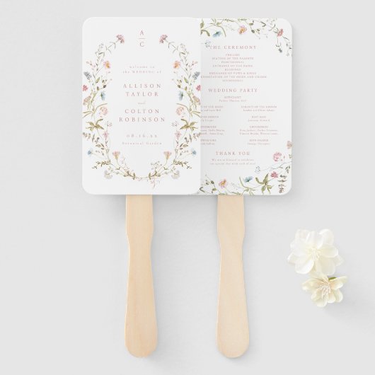 Éventail Élégant Fleur sauvage Rustic Boho Wedding Programm (Devant et derrière)