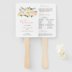 Éventail Élégant Floral Gold Blush Pink Wedding Programme