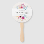 Éventail Élégant Floral Mr & Mrs Mariage | Ventilateurs (Devant)