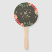 Éventail Élégant Floral Mr & Mrs Mariage | Ventilateurs (Devant)