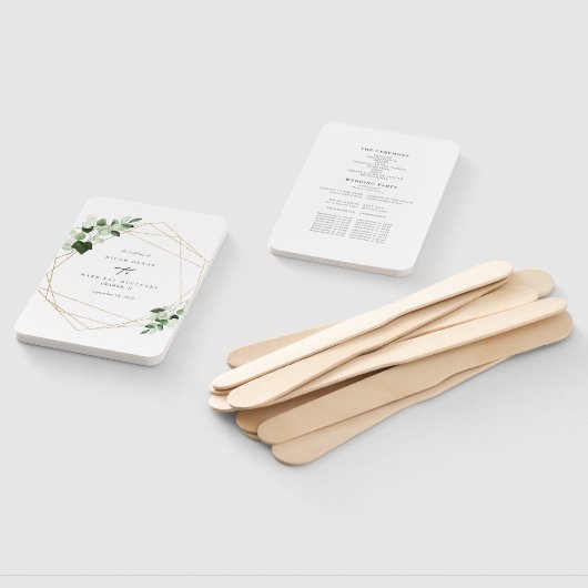 Éventail Élégant Foliage & Programme de Mariage Or Ventilat (Non-assemblé)