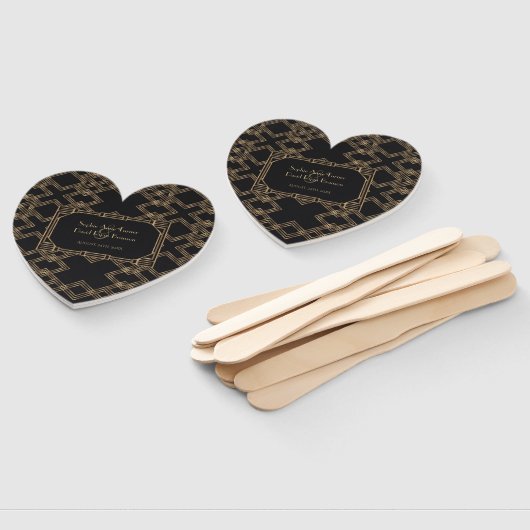 Éventail Elégant Gold Black Great Gatsby 1920 Mariage (Non-assemblé)