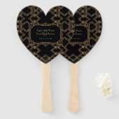 Éventail Elégant Gold Black Great Gatsby 1920 Mariage (Devant et derrière)