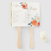 Éventail Élégant Gold Blush Floral Script Wedding Programme (Devant et derrière)