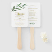 Éventail Élégant Gold Foil Verdure Programmes de mariage (Devant et derrière)