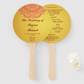 Éventail Élégant Gold Pink Paisley Programme de mariage ind (Devant et derrière)