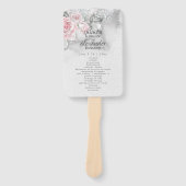 Éventail Elégant gris aquarelle rose Roses (Devant)