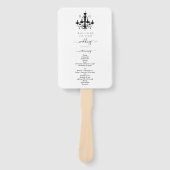 Éventail Élégant Lustre Monogramme Mariage Noir et Blanc (Devant)