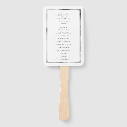 Éventail Elégant marbre d'aquarelle noir et blanc (Devant)