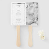 Éventail Elégant marbre d'aquarelle noir et blanc (Devant et derrière)