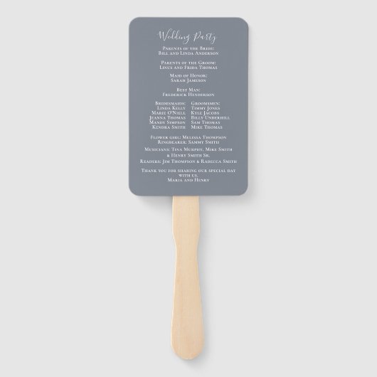 Éventail Élégant mariage blanc or aquarelle programme (Dos)