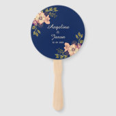 Éventail Elégant Mariage bleu marine (Devant)