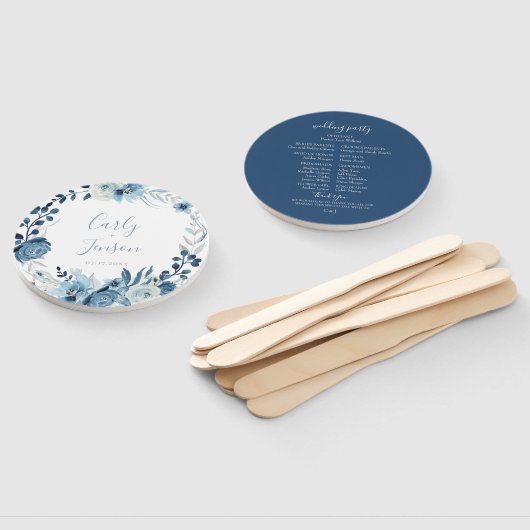 Éventail Élégant Mariage de couronne bleu floral (Non-assemblé)