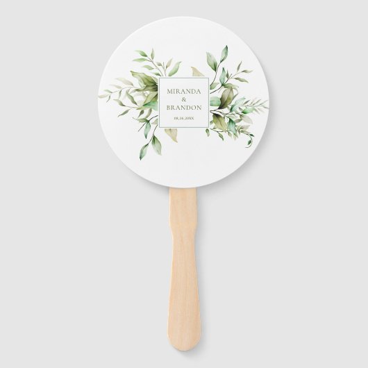 Éventail Élégant Mariage de feuillage Eucalyptus Vert Sage (Devant)