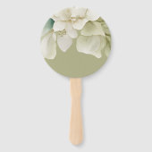 Éventail Élégant mariage feuillage vert émoussé Monogramme (Dos)