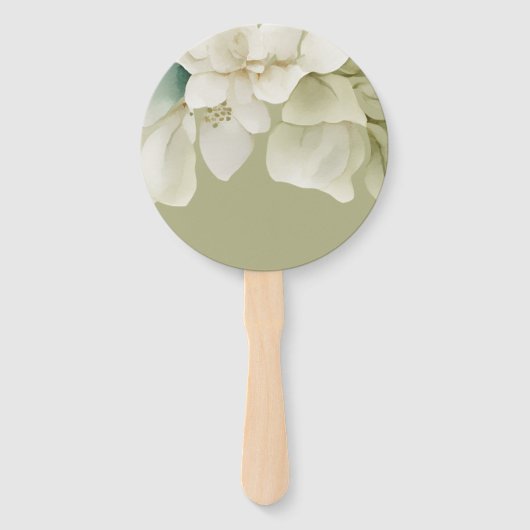 Éventail Élégant mariage feuillage vert émoussé Monogramme (Dos)