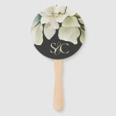 Éventail Élégant mariage feuillage vert émoussé Monogramme (Devant)