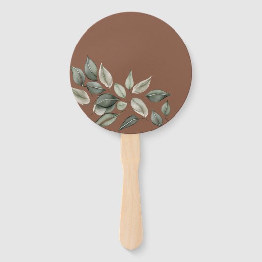 Éventail Élégant mariage feuillage vert émoussé Monogramme (Dos)