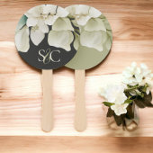 Éventail Élégant mariage feuillage vert émoussé Monogramme