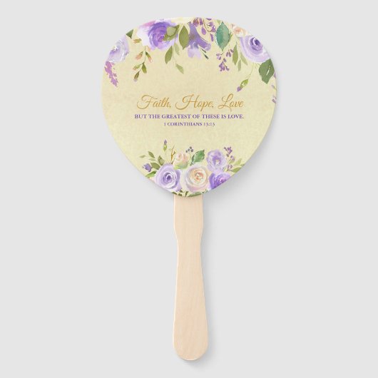 Éventail Élégant Mariage floral violet et or (Dos)