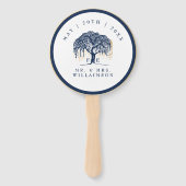 Éventail Élégant Mariage moderne Willow Tree Marine Blue Go (Devant)