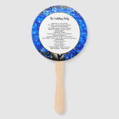 Éventail Élégant Mariage or de feuille de coeur bleu (Dos)