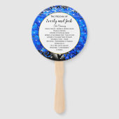 Éventail Élégant Mariage or de feuille de coeur bleu (Devant)