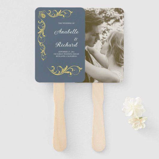 Éventail Élégant Mariage victorien (Devant et derrière)