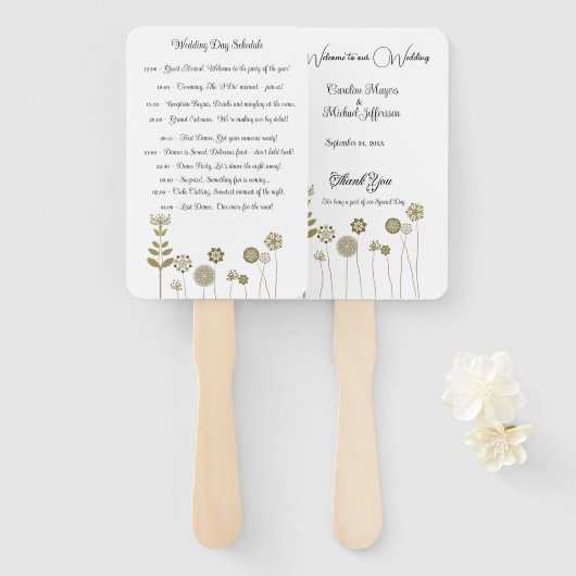 Éventail Élégant minimalisme floral or doux intemporel (Devant et derrière)