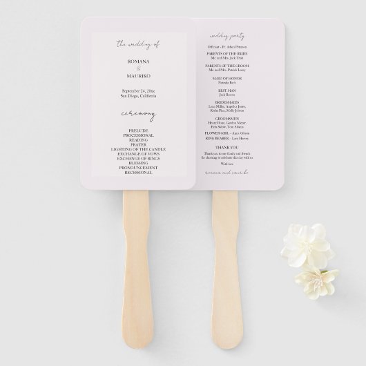 Éventail Élégant minimaliste noir et Lilac (Devant et derrière)