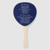 Éventail Élégant Modèle du programme de mariage bleu et bla (Dos)