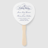 Éventail Élégant Modèle du programme de mariage bleu et bla (Devant)