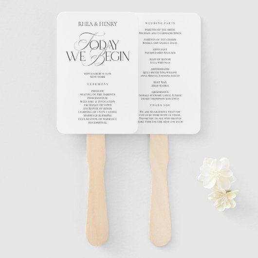 Éventail Elegant Modern Wedding Ceremony Program  (Devant et derrière)