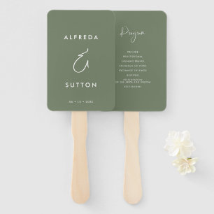 Éventail Élégant & moderne Dark Sage Green Wedding programm