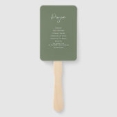 Éventail Élégant & moderne Dark Sage Green Wedding programm (Dos)