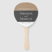 Éventail Élégant moderne gris beige Mariage (Devant)