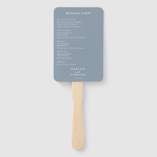 Éventail Élégant Monogram Crest Dusty Blue Wedding Programm (Dos)