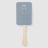 Éventail Élégant Monogram Crest Dusty Blue Wedding Programm (Devant)