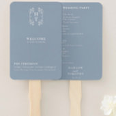 Éventail Élégant Monogram Crest Dusty Blue Wedding Programm