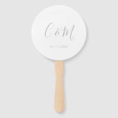 Éventail Élégant Monogramme Argent Mariage Ventilateur main (Dos)