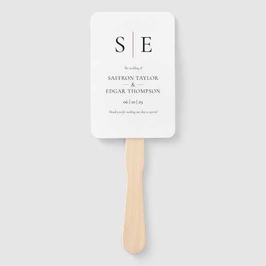 Éventail Élégant Monogramme Initiales Programme de mariage (Devant)