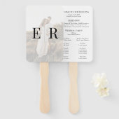 Éventail Élégant Monogramme moderne Programme de mariage ph (Devant et derrière)