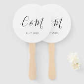 Éventail Élégant Monogramme noir et blanc (Devant et derrière)