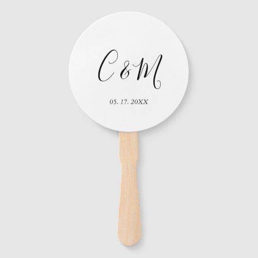 Éventail Élégant Monogramme noir et blanc (Devant)