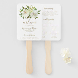 Éventail Élégant Neutral Floral Ivory Gold Wedding Programm