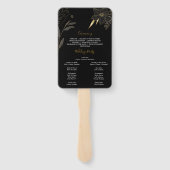 Éventail Élégant Noir, Gold Wedding Programme Fans Photo (Dos)