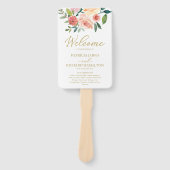 Éventail Élégant or Floral Aquarelle Programme de mariage (Devant)