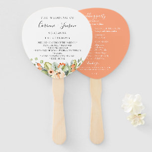 Éventail Elégant Peach Watercolor Programme de mariage flor